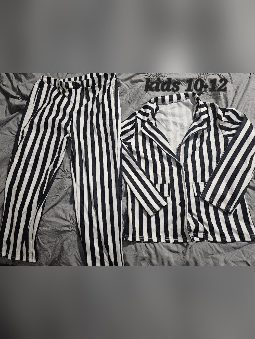 Kids Black and White Striped Pajama Set
